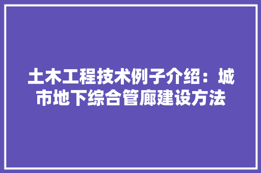 土木工程技术例子介绍：城市地下综合管廊建设方法 现代风格装饰