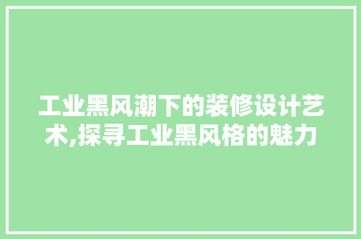 工业黑风潮下的装修设计艺术,探寻工业黑风格的魅力所在