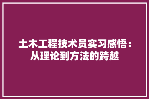 土木工程技术员实习感悟：从理论到方法的跨越 现代风格装饰