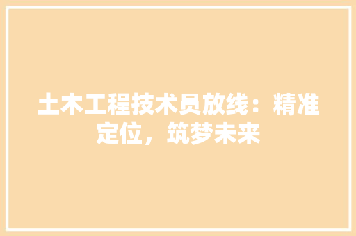 土木工程技术员放线：精准定位，筑梦未来