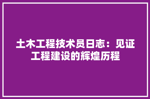 土木工程技术员日志：见证工程建设的辉煌历程 现代风格装饰