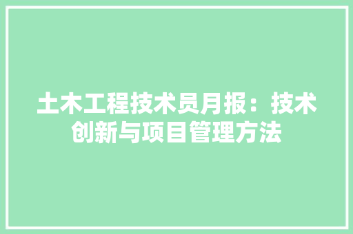 土木工程技术员月报：技术创新与项目管理方法 现代风格装饰