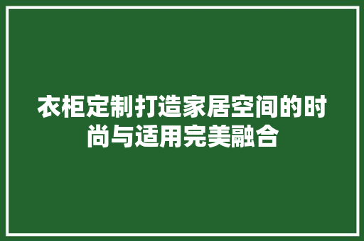 衣柜定制打造家居空间的时尚与适用完美融合