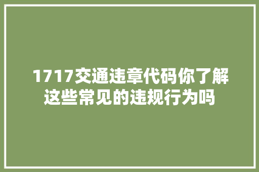 1717交通违章代码你了解这些常见的违规行为吗