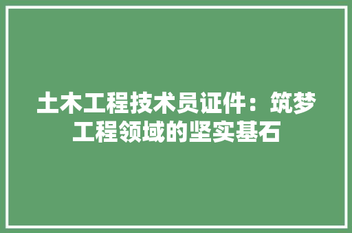 土木工程技术员证件：筑梦工程领域的坚实基石 现代风格装饰