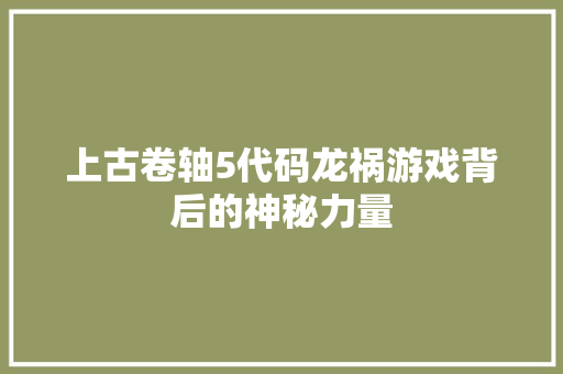 上古卷轴5代码龙祸游戏背后的神秘力量