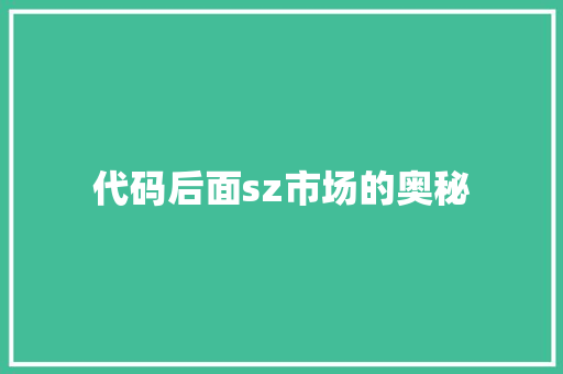 代码后面sz市场的奥秘