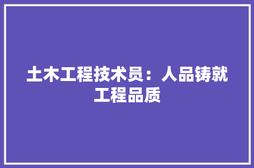 土木工程技术员：人品铸就工程品质 现代风格装饰