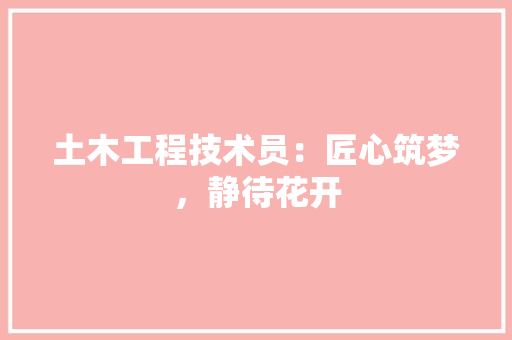 土木工程技术员：匠心筑梦，静待花开 现代风格装饰