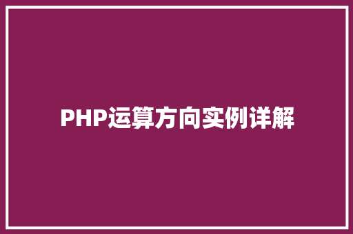 PHP运算方向实例详解