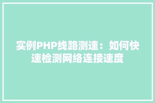 实例PHP线路测速：如何快速检测网络连接速度