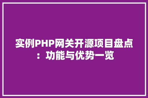 实例PHP网关开源项目盘点：功能与优势一览