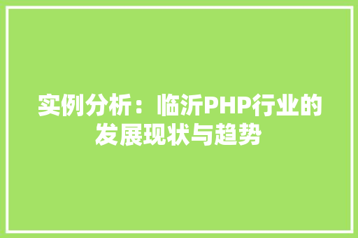 实例分析：临沂PHP行业的发展现状与趋势