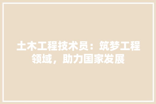 土木工程技术员：筑梦工程领域，助力国家发展