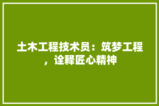 土木工程技术员：筑梦工程，诠释匠心精神 现代风格装饰