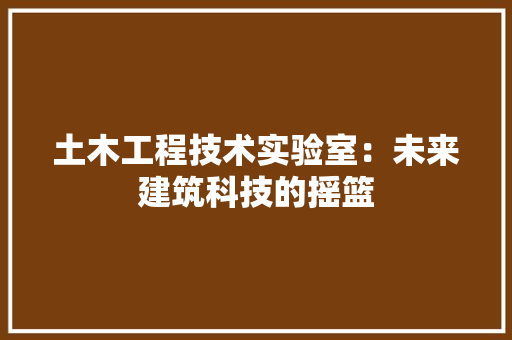 土木工程技术实验室：未来建筑科技的摇篮 现代风格装饰