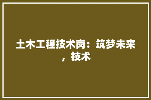 土木工程技术岗：筑梦未来，技术