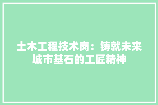土木工程技术岗：铸就未来城市基石的工匠精神 现代风格装饰