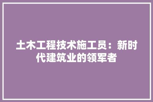 土木工程技术施工员：新时代建筑业的领军者 现代风格装饰