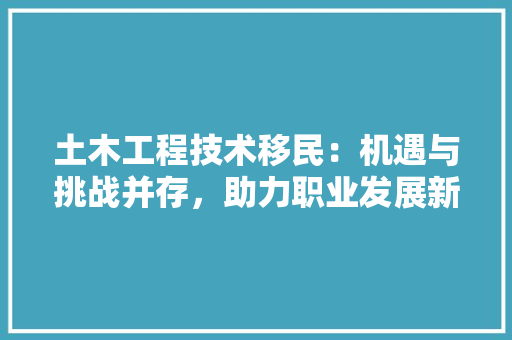 土木工程技术移民：机遇与挑战并存，助力职业发展新篇章 现代风格装饰