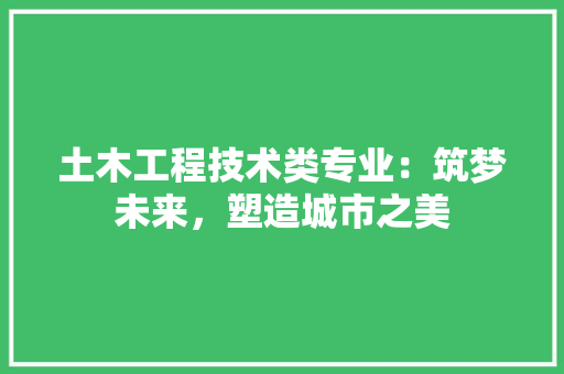 土木工程技术类专业：筑梦未来，塑造城市之美 现代风格装饰