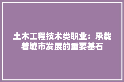 土木工程技术类职业：承载着城市发展的重要基石 现代风格装饰