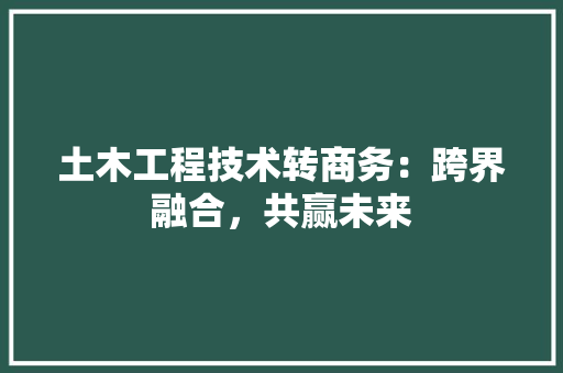 土木工程技术转商务：跨界融合，共赢未来 现代风格装饰