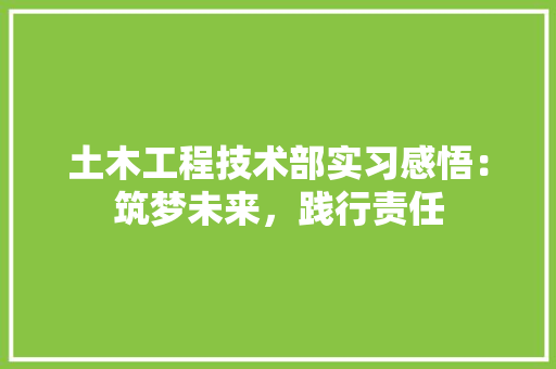 土木工程技术部实习感悟：筑梦未来，践行责任