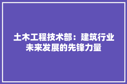土木工程技术部：建筑行业未来发展的先锋力量 现代风格装饰