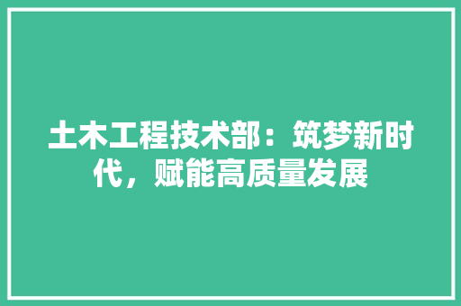 土木工程技术部：筑梦新时代，赋能高质量发展 现代风格装饰