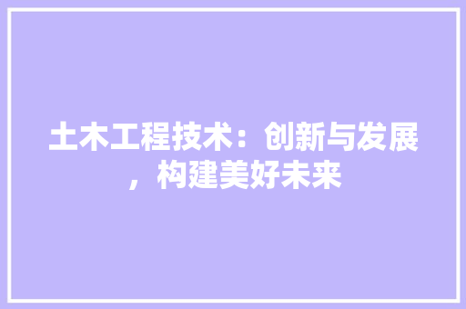 土木工程技术：创新与发展，构建美好未来 现代风格装饰