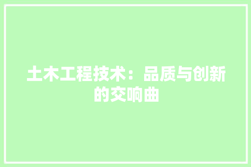 土木工程技术：品质与创新的交响曲 现代风格装饰