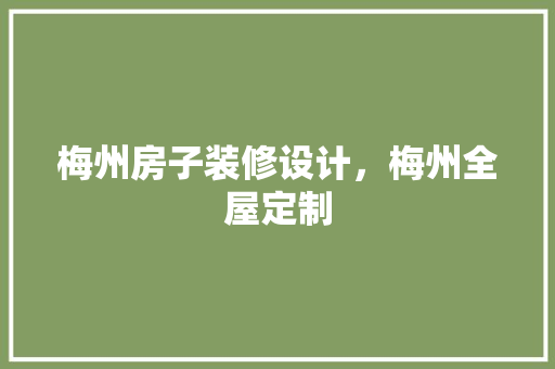 梅州房子装修设计，梅州全屋定制