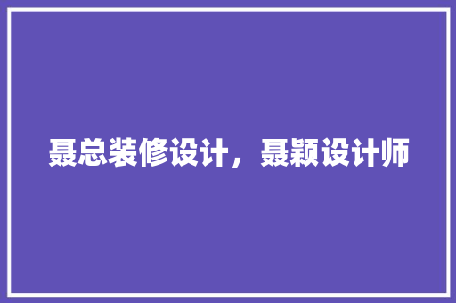 聂总装修设计，聂颖设计师