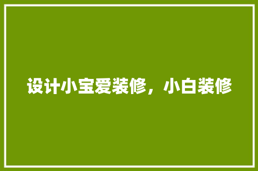 设计小宝爱装修，小白装修