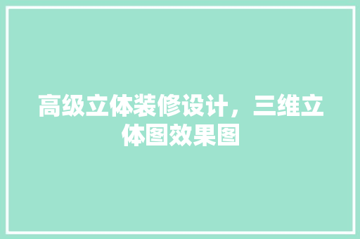 高级立体装修设计，三维立体图效果图