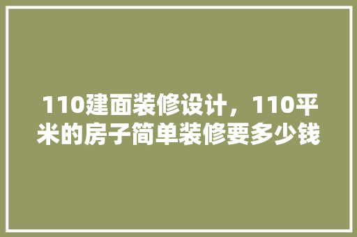 110建面装修设计，110平米的房子简单装修要多少钱