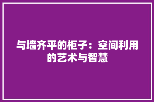 与墙齐平的柜子：空间利用的艺术与智慧 家居装修