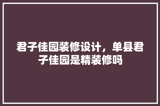 君子佳园装修设计，单县君子佳园是精装修吗