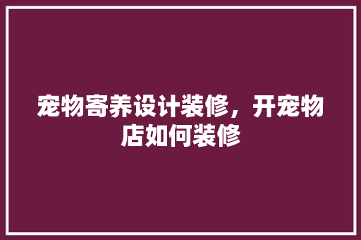 宠物寄养设计装修，开宠物店如何装修