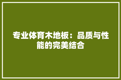 专业体育木地板：品质与性能的完美结合 家居装修