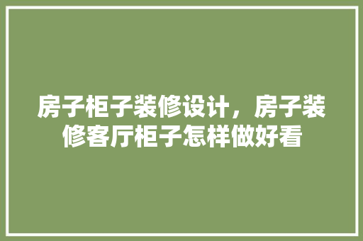 房子柜子装修设计，房子装修客厅柜子怎样做好看