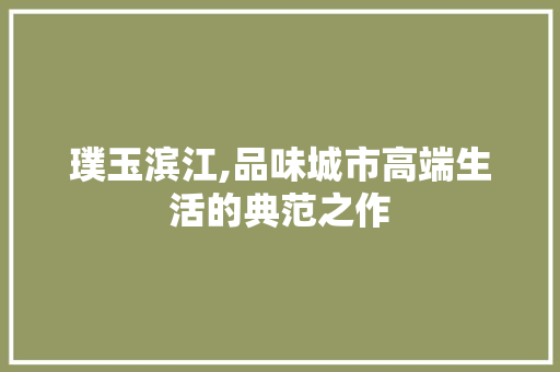 璞玉滨江,品味城市高端生活的典范之作