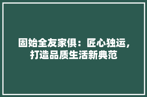 固始全友家俱：匠心独运，打造品质生活新典范