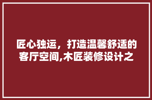 匠心独运，打造温馨舒适的客厅空间,木匠装修设计之路