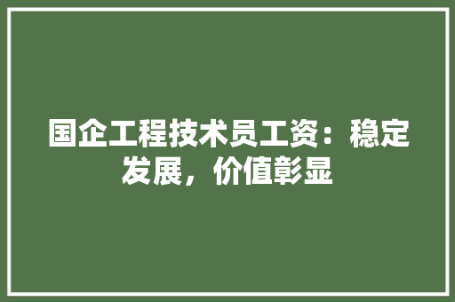 国企工程技术员工资：稳定发展，价值彰显 现代风格装饰