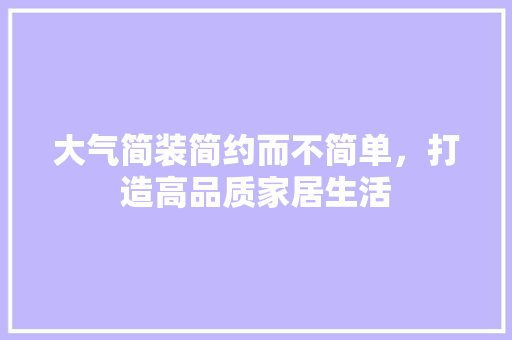 大气简装简约而不简单，打造高品质家居生活