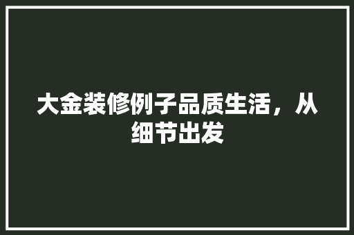 大金装修例子品质生活，从细节出发