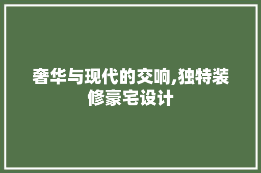 奢华与现代的交响,独特装修豪宅设计