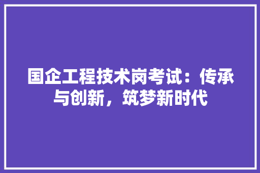 国企工程技术岗考试：传承与创新，筑梦新时代